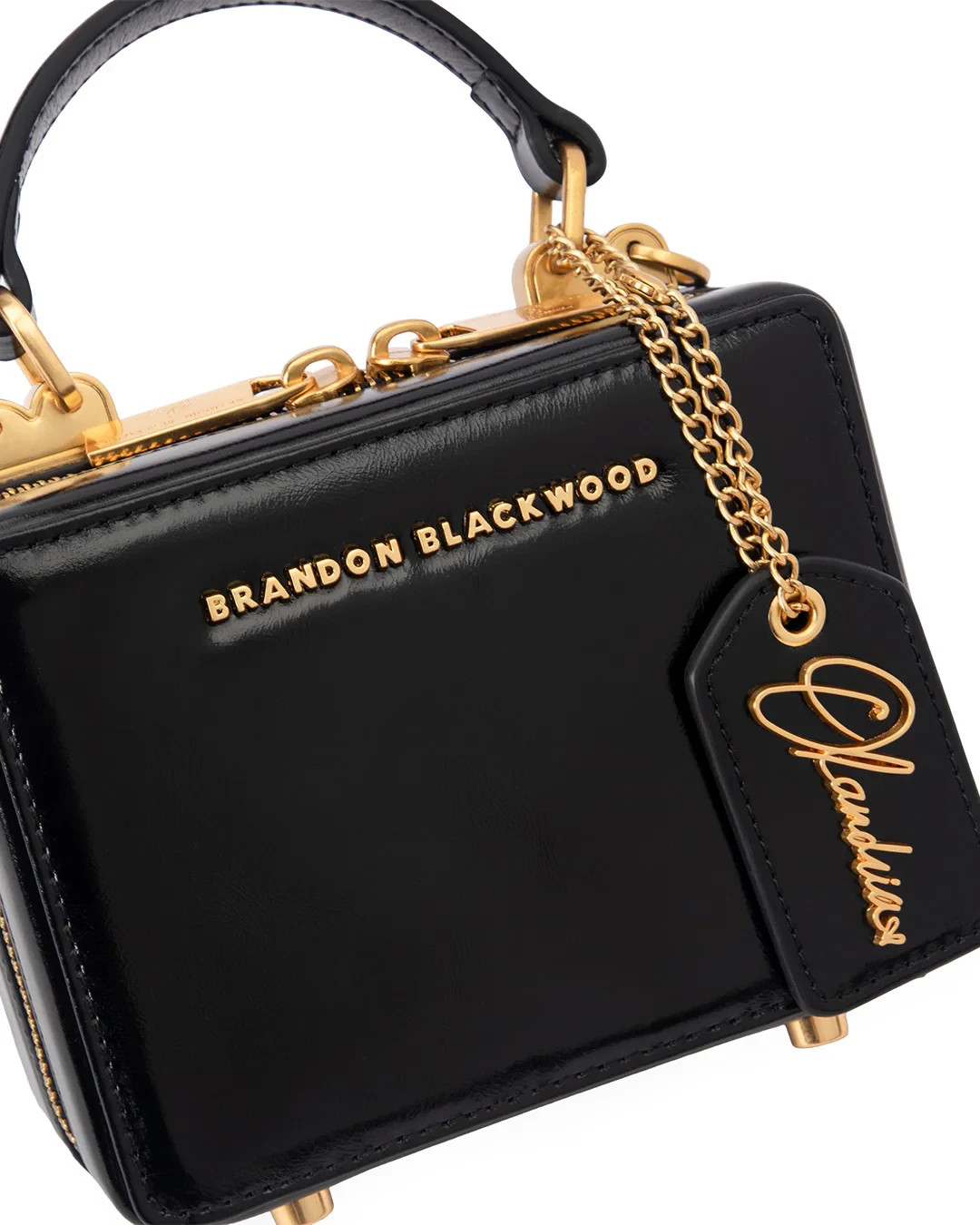 Brandon Blackwood Olandria O-Zip Mini Trunk Black Oiled Leather IN HAND SHIP NOW