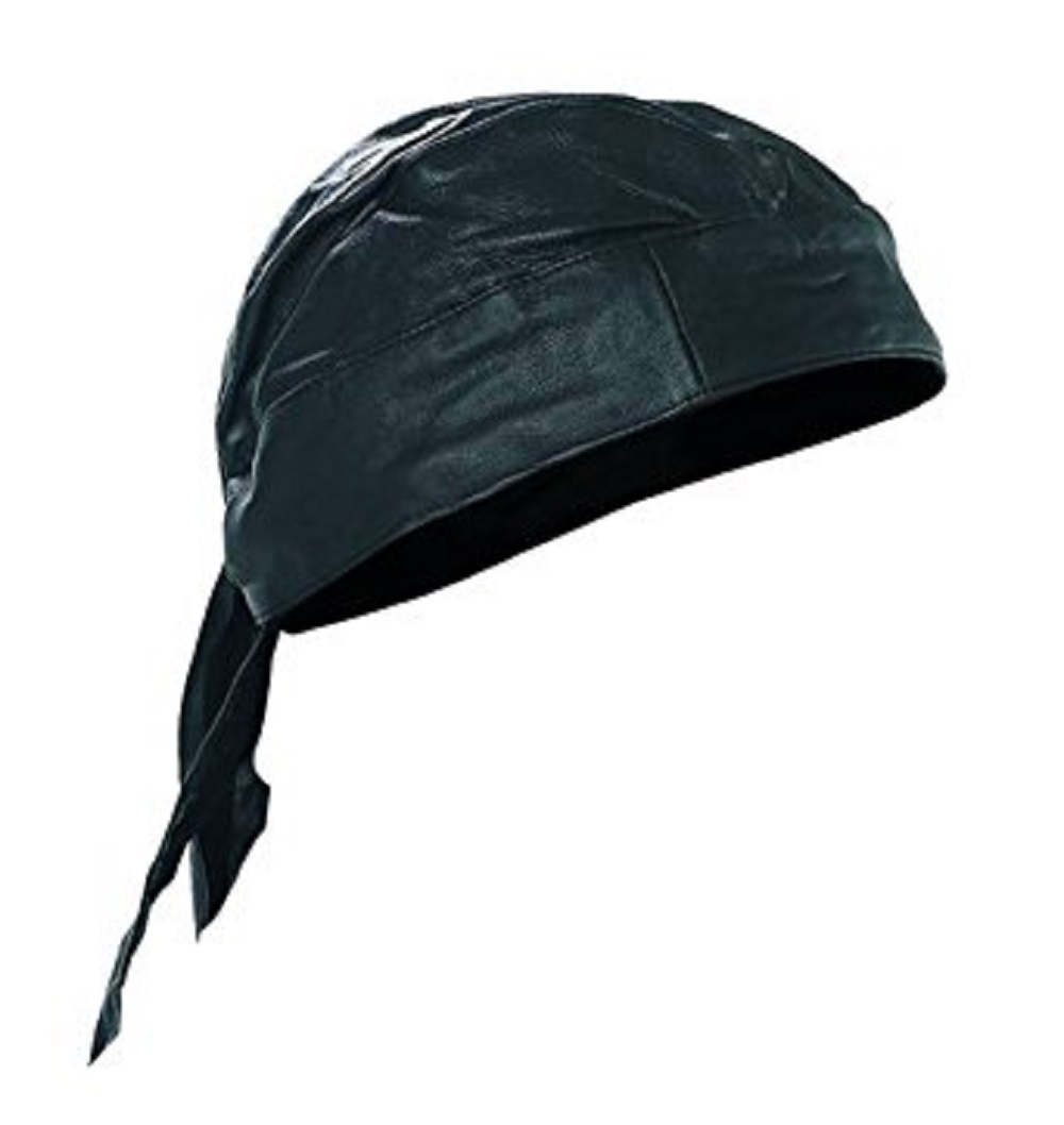 SOLID LEATHER Biker SKULL CAP Motorcycle Bandana Head Wrap Du Doo Do Rag
