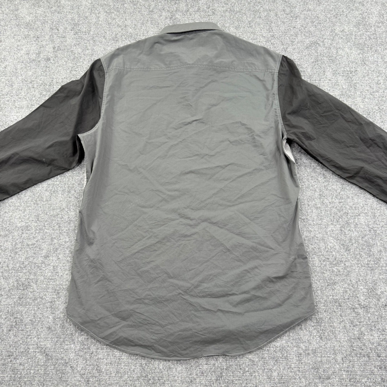 7 DIAMONDS Mens Grey Black Colorblock Long Sleeve Button Up Shirt Size Large