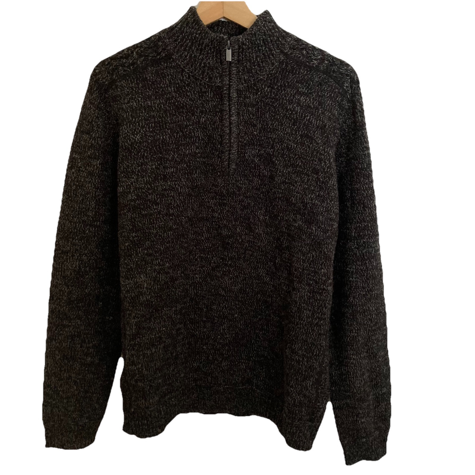 Emerald Isle Knitwear 1/4 Zip Wool Blend Pullover Sweater Mens Large Charcoal