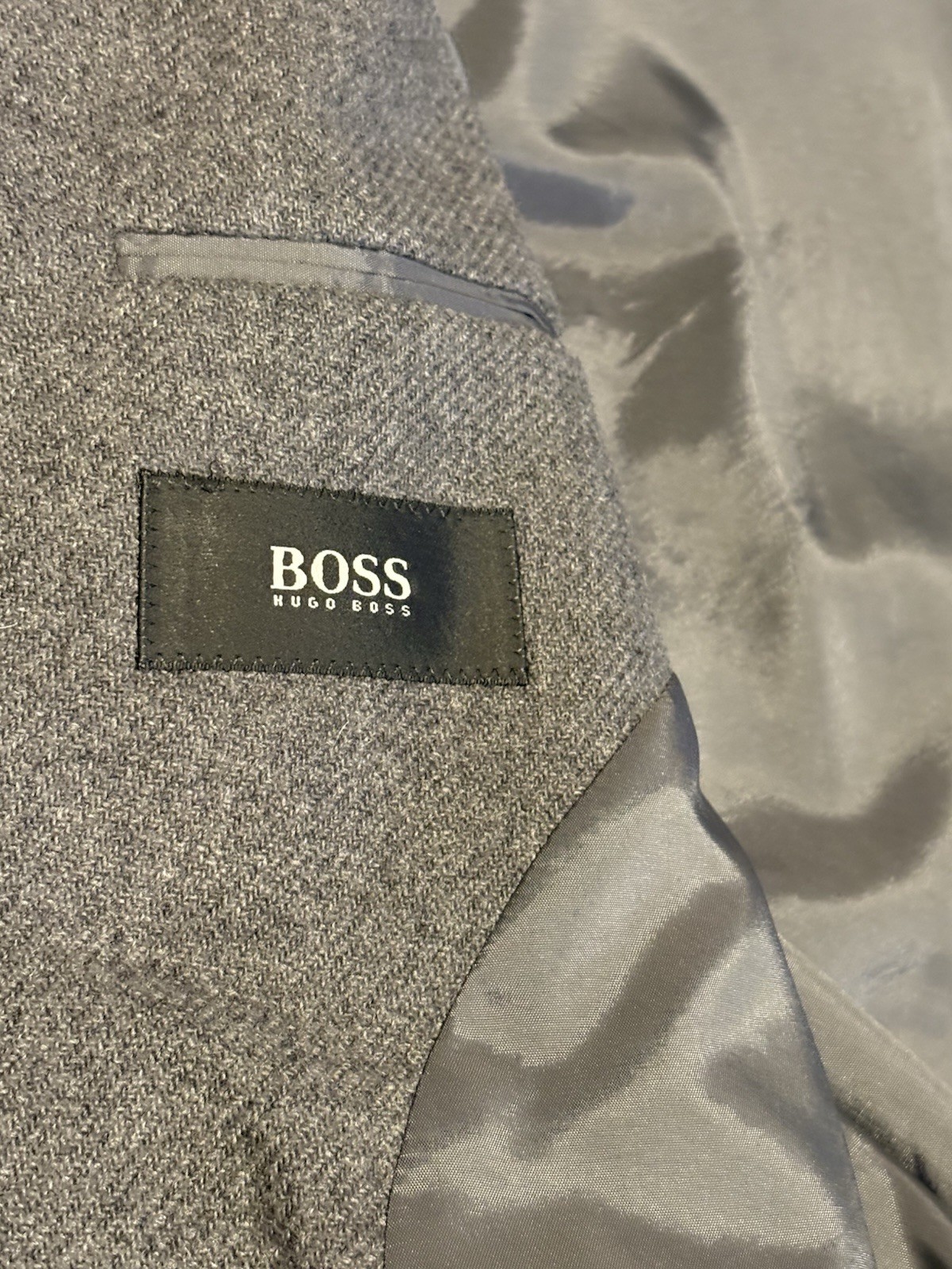 HUGO BOSS GREY Textured Blazer Sport Coat Men’s 3 Button Wool Blend Jacket 44R