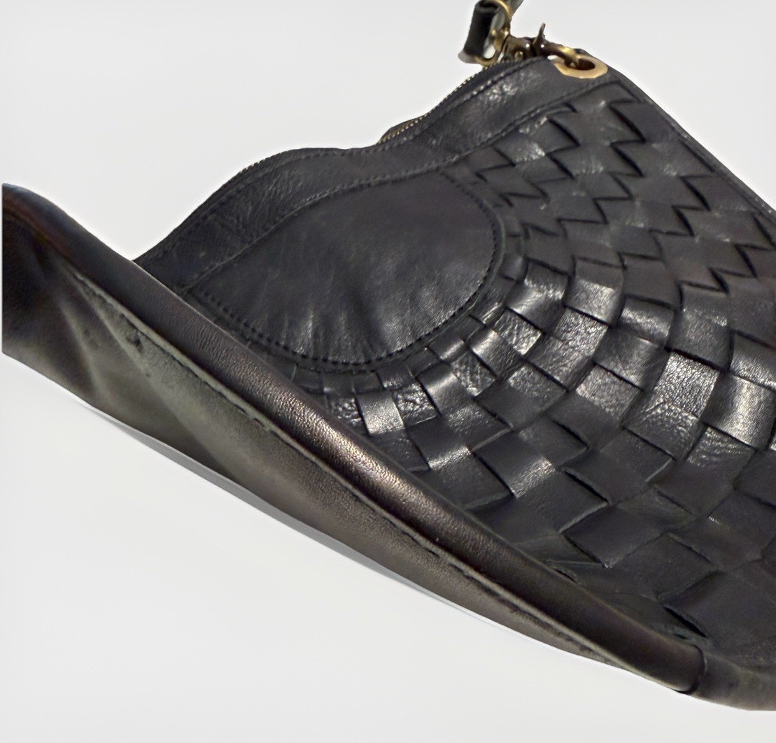 Black Moon Bag Woven Leather Handbag Cut N’ Paste Los Angeles