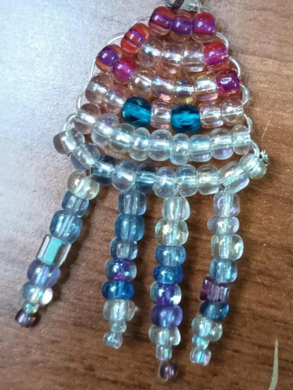 Handmade Beaded Keychain Charm Pendant Jellyfish Octo Kawaii Adorable Small Y2K
