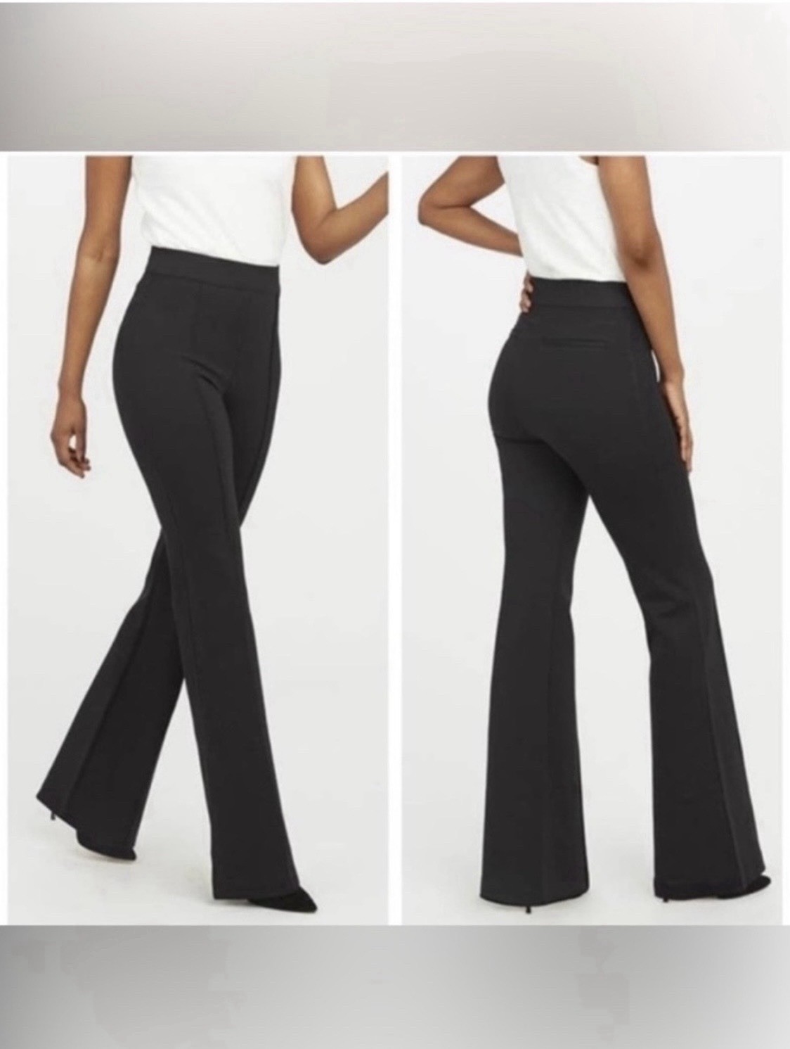 Spanx The Perfect Pant Hi-Rise Flare Black Size Medium Stretchy Pull On