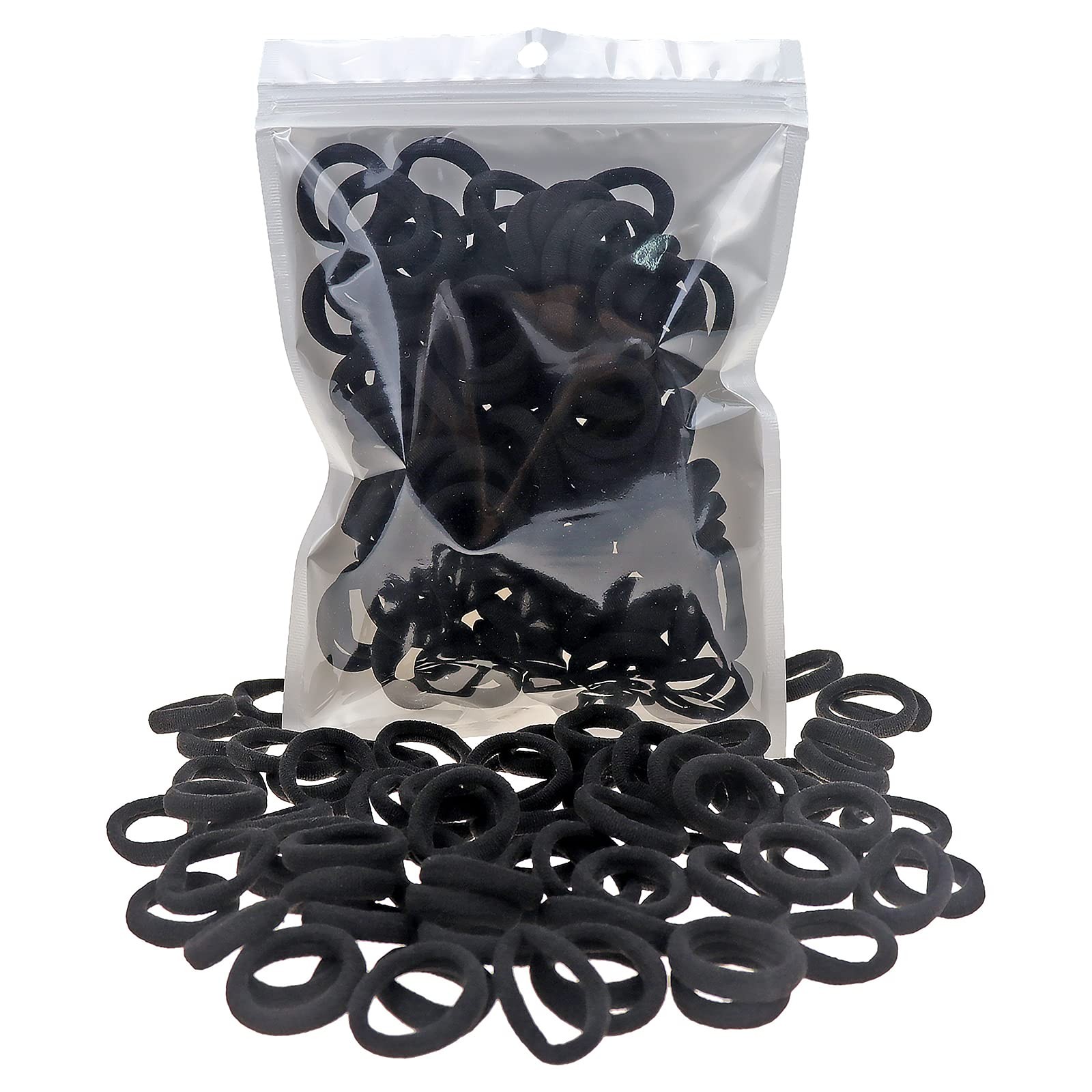 200 PCS Black Color Nylon Small Hair Ties Seamless Colorful Ponytail Holder US