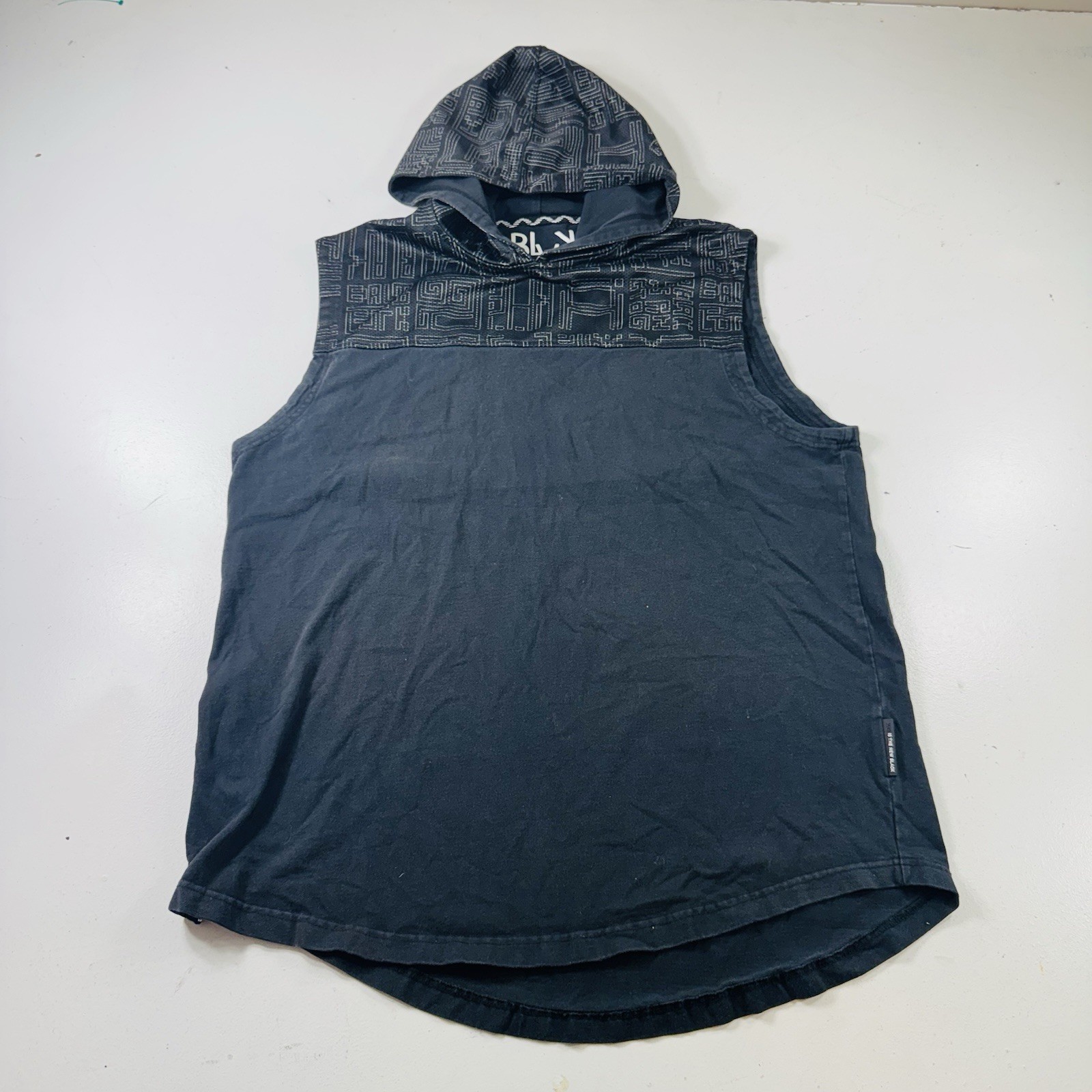 Rocawear Sleeveless Hoodie Black Tech Pattern Men’s Size XXL