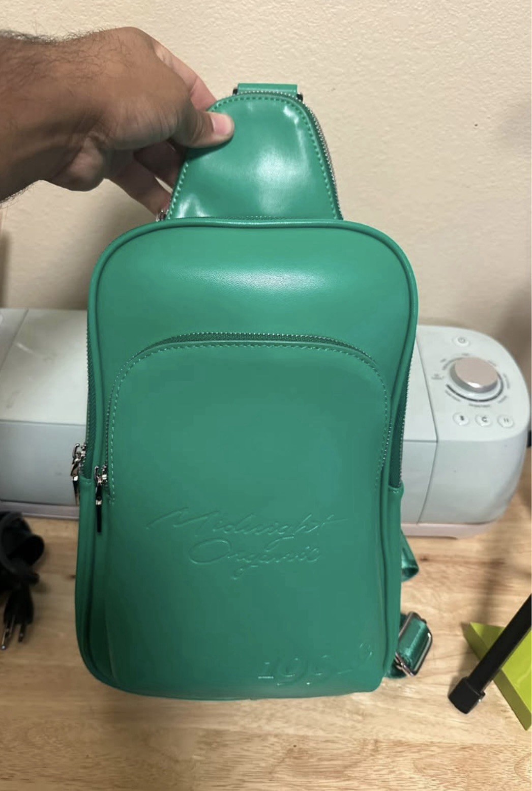Larry June Midnight Organic Green Crossbody Bag
