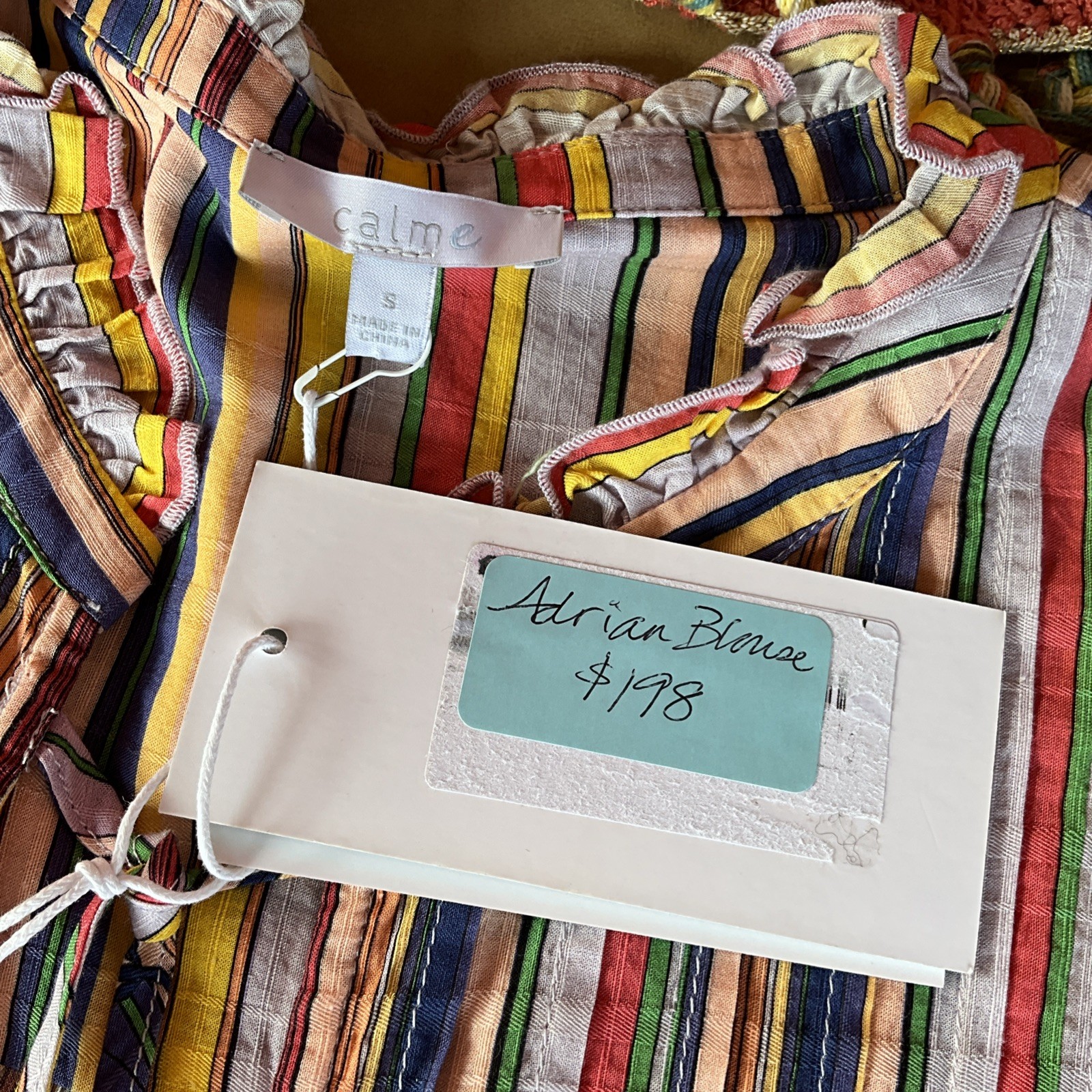 NWT$198 Johnny Was Calme Adrian Tasseled Pleated Ruffle Blouse SMALL Sample