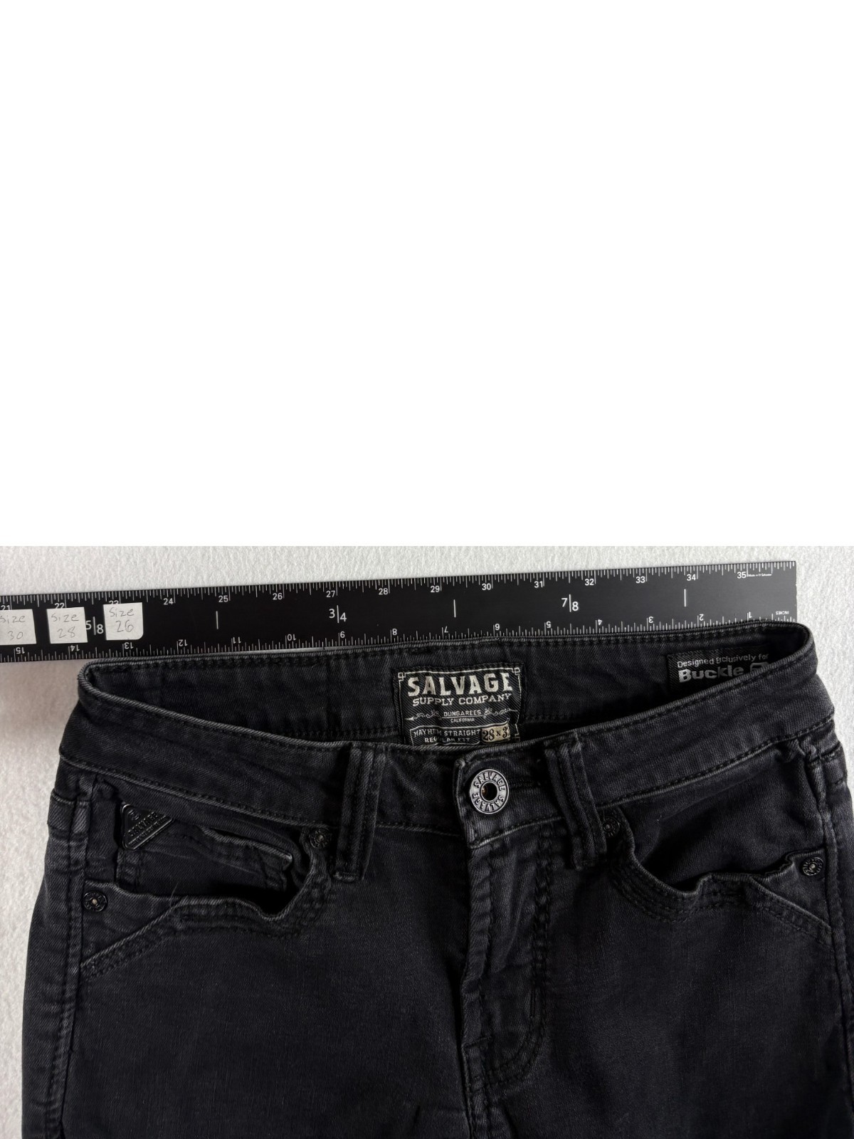 Buckle Salvage Mayhem Straight Regular Fit Jeans Mens 28×32 Black Denim Low Rise