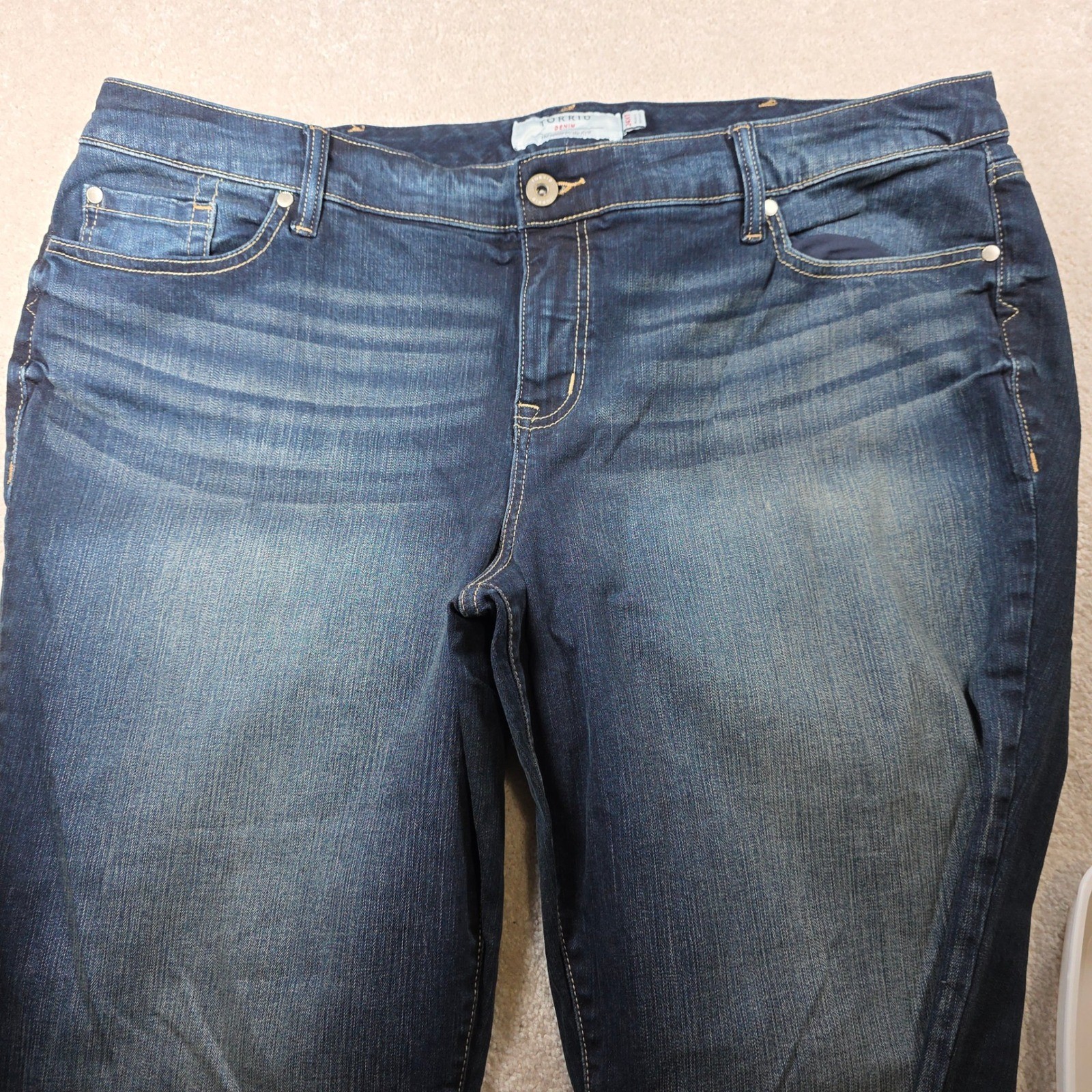 Torrid Wide Leg Jeans Womens 24XT Dark Wash First At Fit Stretch Denim 11370103