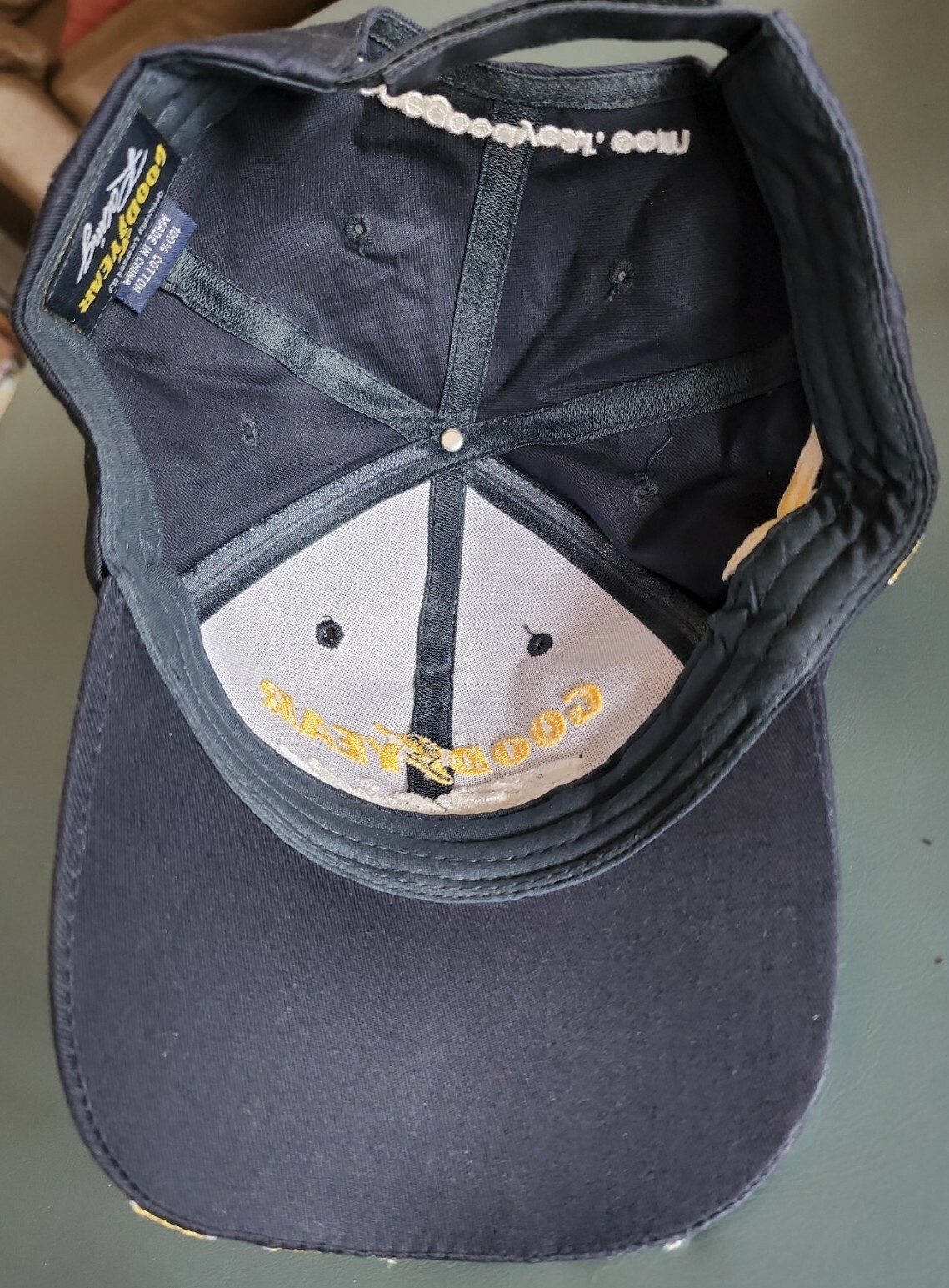 Good Year #1 Racing Adult Adjustable Strapback Cap Navy Blue Yellow Flames NWOT