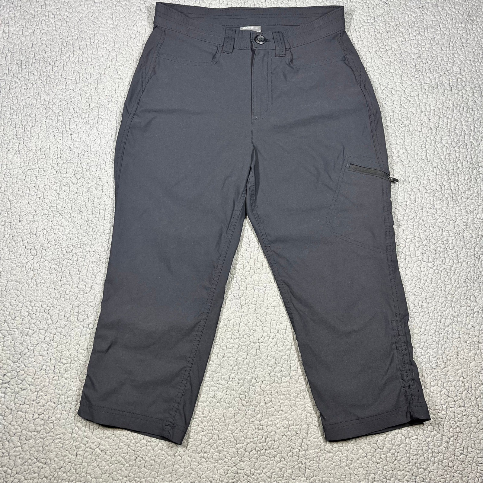 Eddie Bauer Rainier Capris Womens 6 Black Hiking Outdoor Cargo Pants 1258037