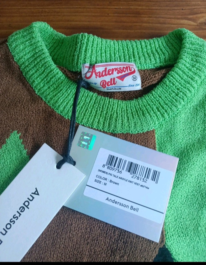 ANDERSSON BELL Argyle Knit Vest (BROWN) Designer High Fashion Vest Unique