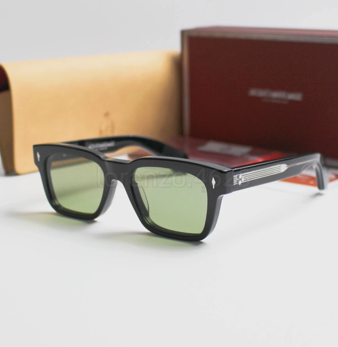 Jacques Marie Mage MOLINO Black Frame Green Lens 51-19 Sunglasses New With Case