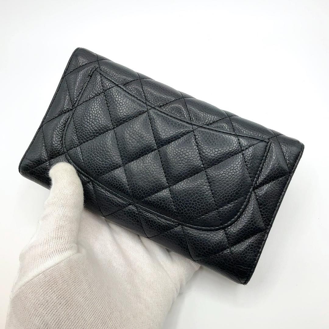 Chanel Caviar Skin Matelass Trifold Long Wallet CHANEL