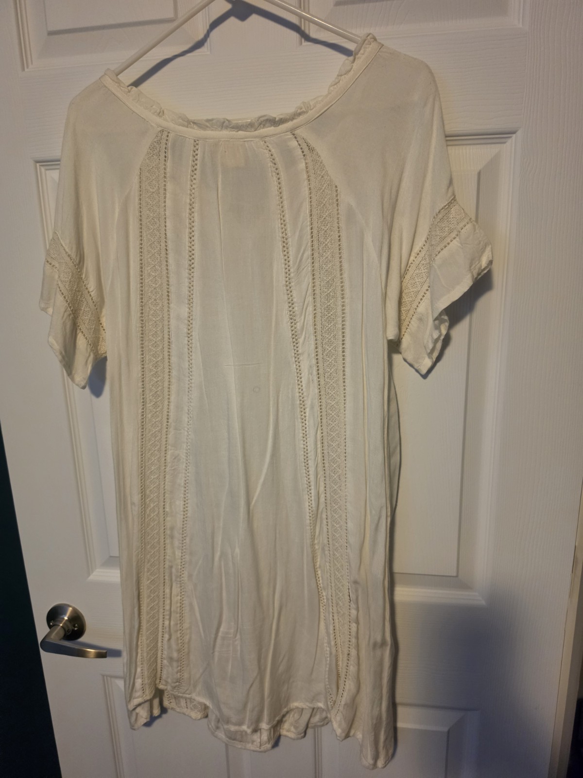 VINTAGE Y2K Womens LARGE BOHO Dress Knitted Lace ROMANTIC/ COTTAGECORE/ FLOWY
