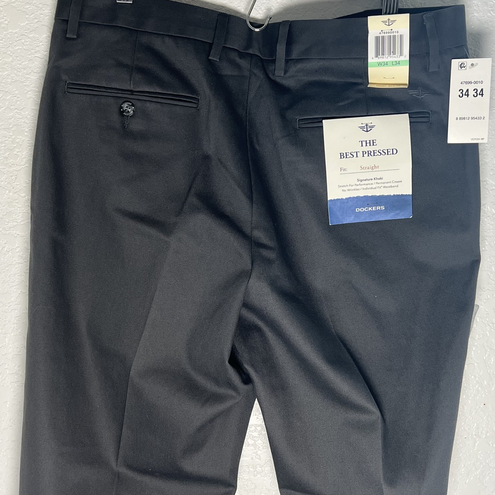 NWT Dockers Signature Collection Iron Free Straight Pleated Gray Men Pants 34×34