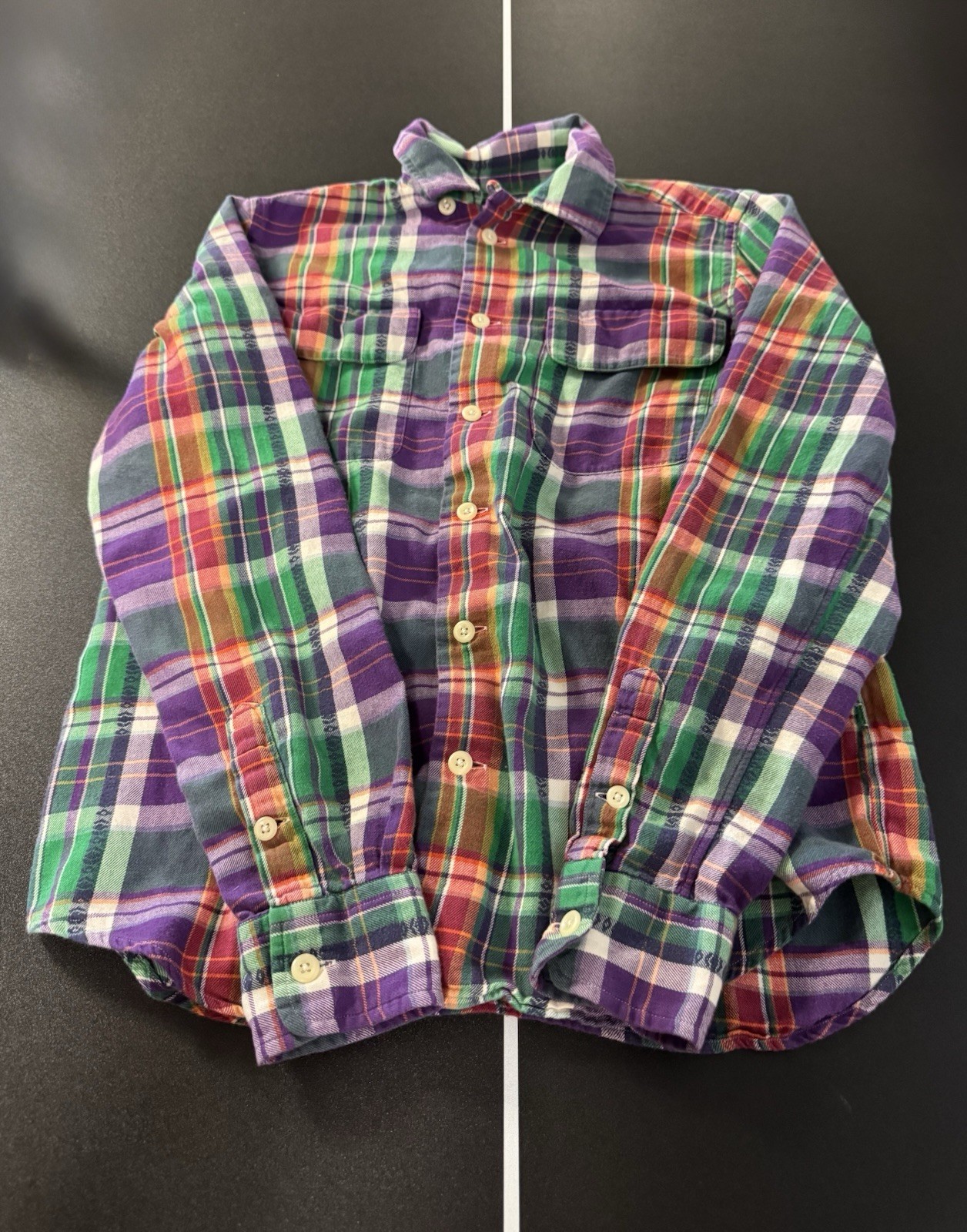 Ralph Lauren Purple, Green, Red, White Plaid Flannel Shirt – Women’s size 8/M