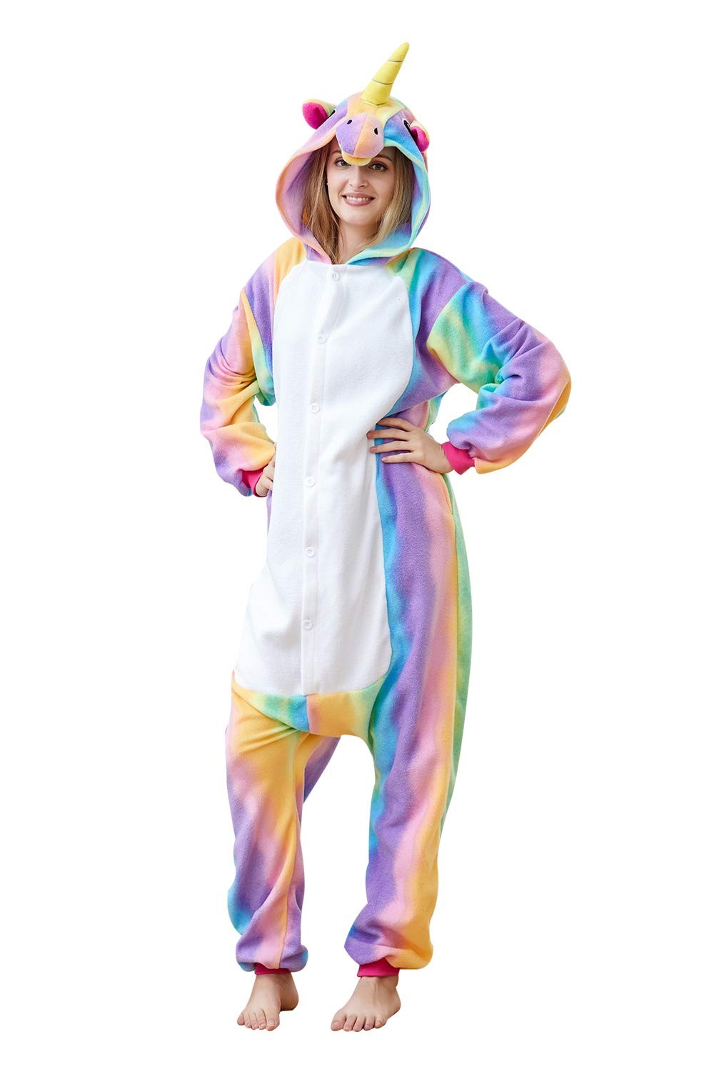 SSGJZZ Unicorn Cosplay Costume Animal Pajamas One Piece Rainbow Large