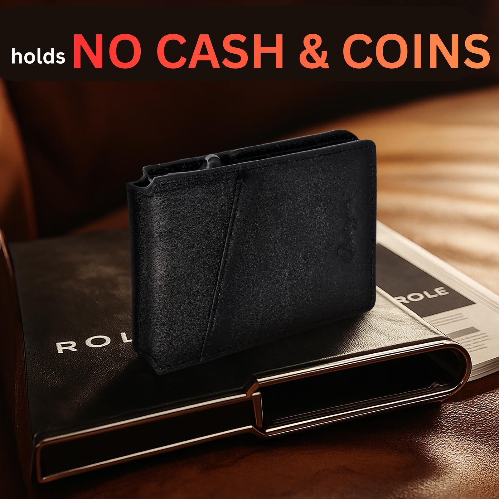 Onrique RFID Wallet for Men, 10 Pop Up Cardholder 4 x 2.6 x 0.6 inches, Black