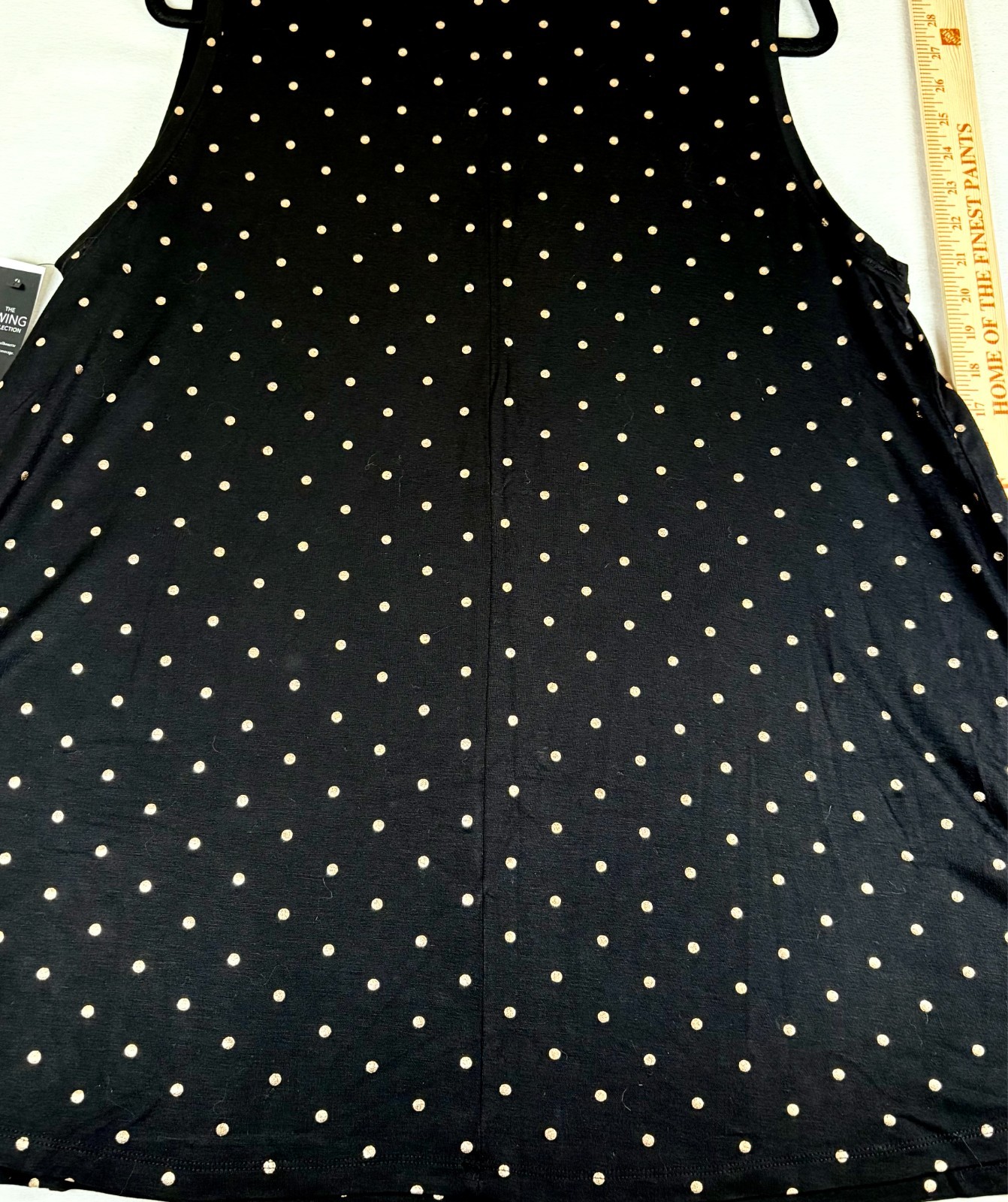 Lane Bryant Sleeveless Top. Black with Gold Polka Dots, Rayon Spandex new/tags