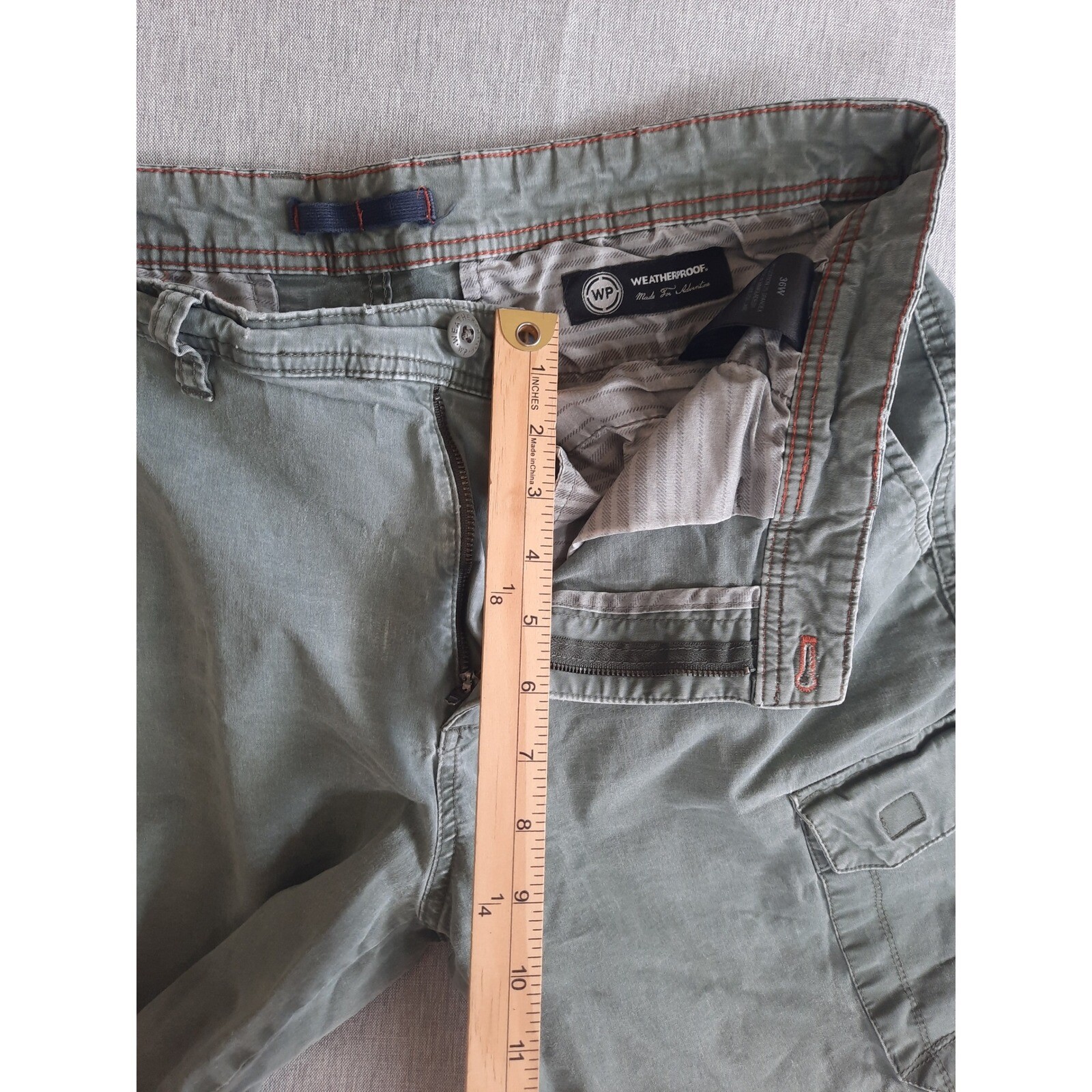 Weatherproof Men’s 36W Utility Cargo Spandex Short Military Green Cotton Blend