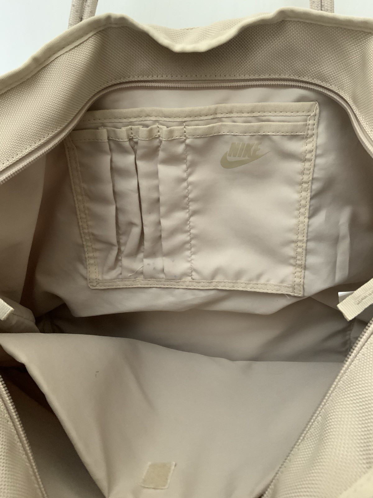 Tan (Taupe) Shoulder Laptop/Tablet Compartment Nike Handbag Spacious Zip Close