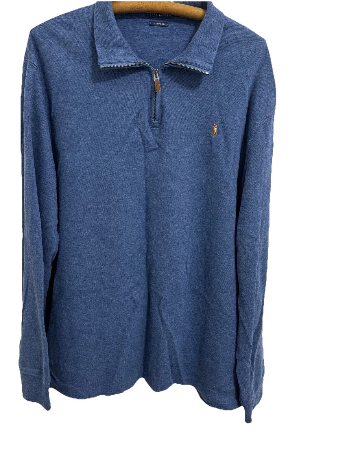 Polo Ralph Lauren shirt Mens XL blue cotton estate rib long sleeve (T1579K)
