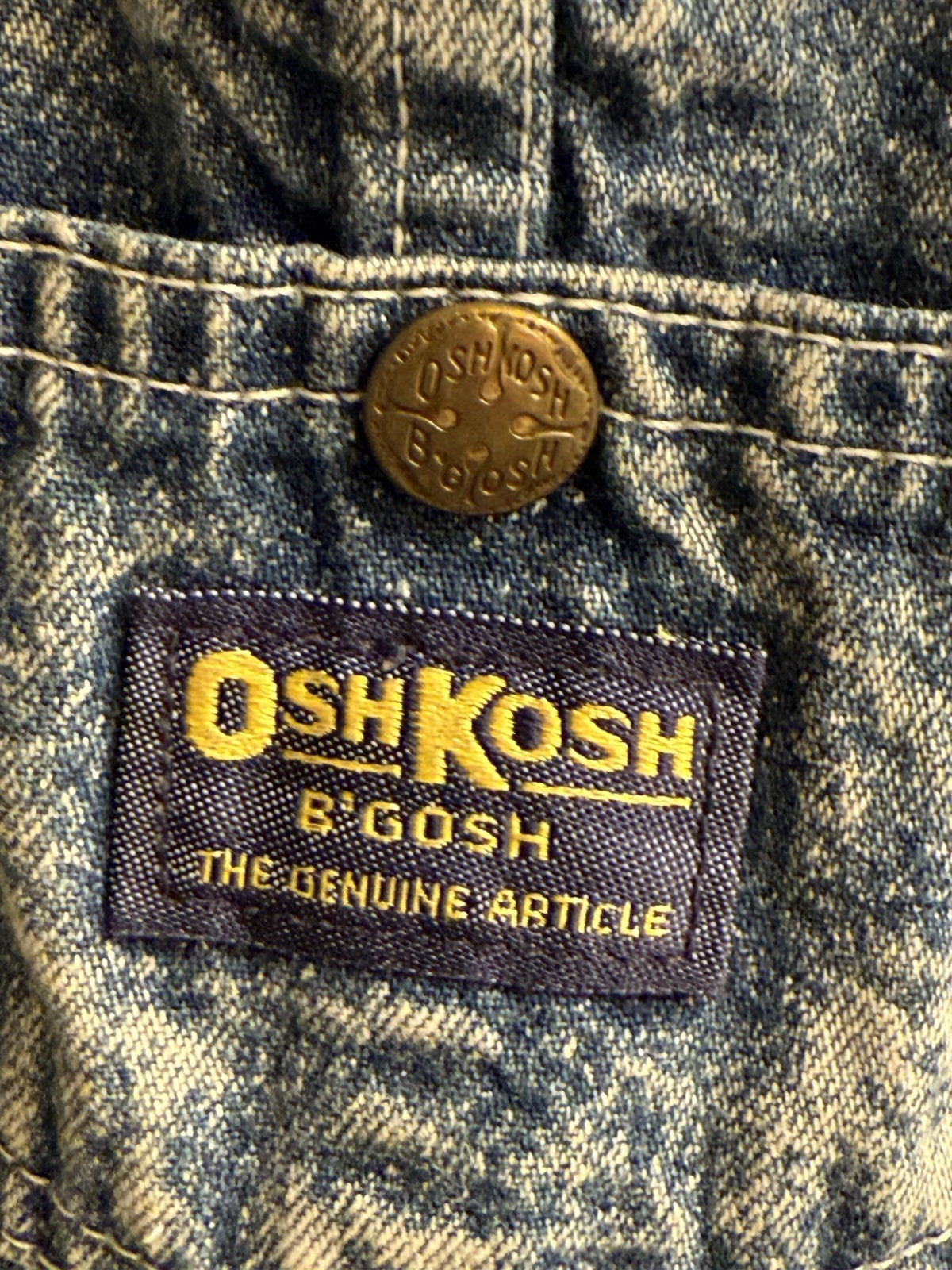 Vintage OshKosh B’gosh Blue Acid Wash Denim Overalls 4T USA EUC