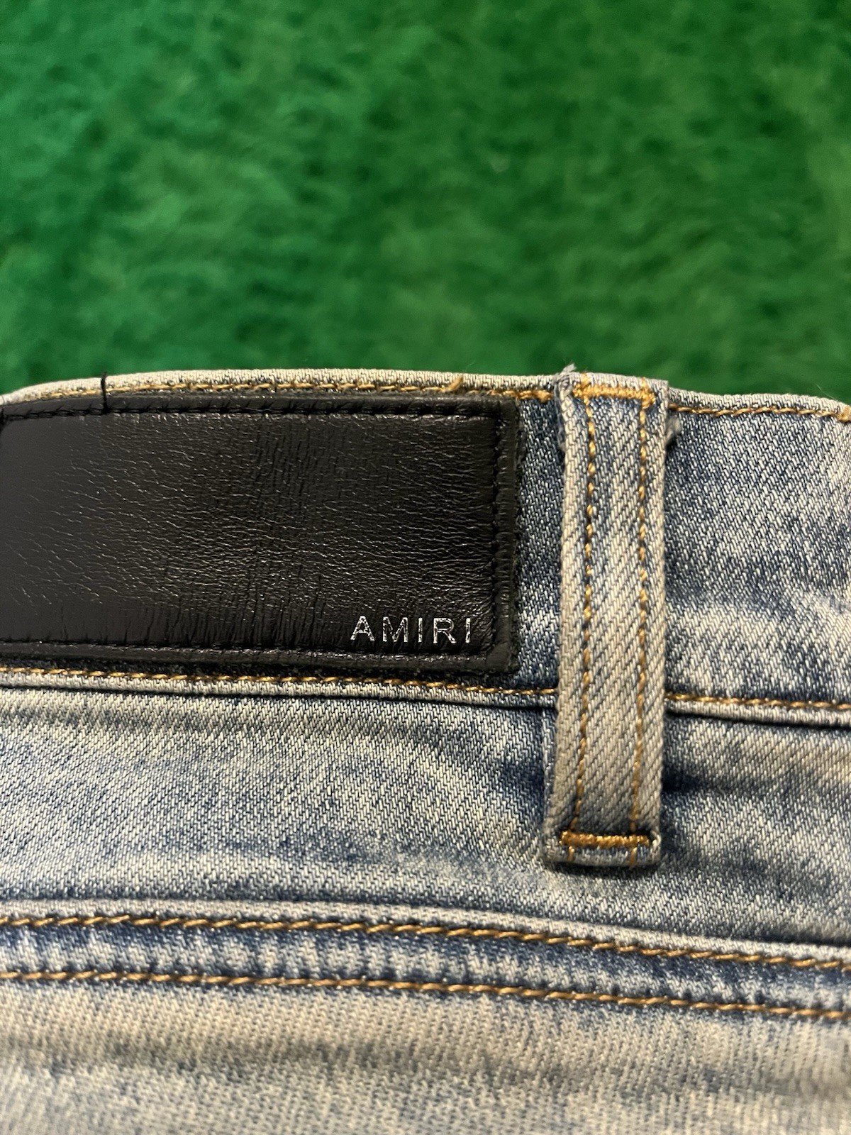 Amiri MX1 dirty indigo bandana patch jeans size 34