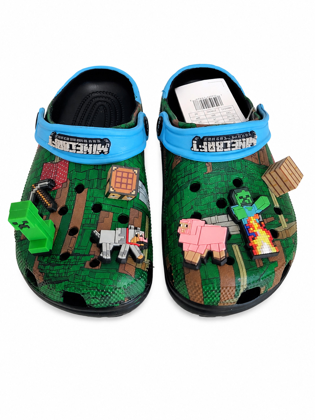 Minecraft Crocs Classic Clogs Kids New w/ Minor Factory Flaws Creeper Charms
