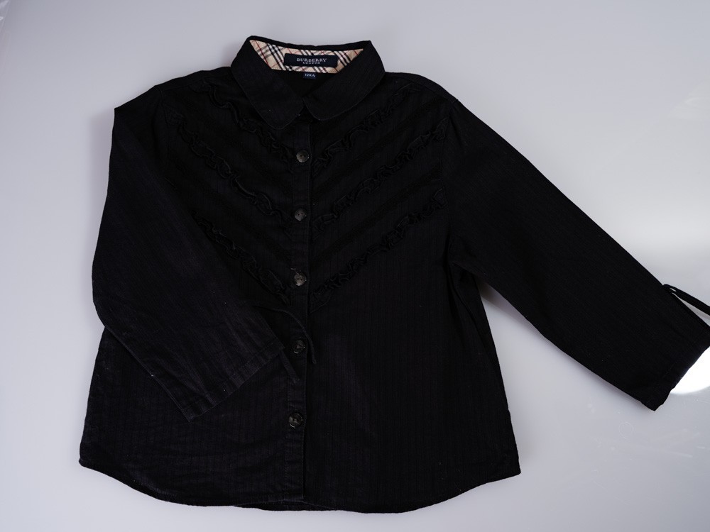 Burberry London Black Ruffle Blouse Shirt 120 Excellent Authentic Luxury Japan