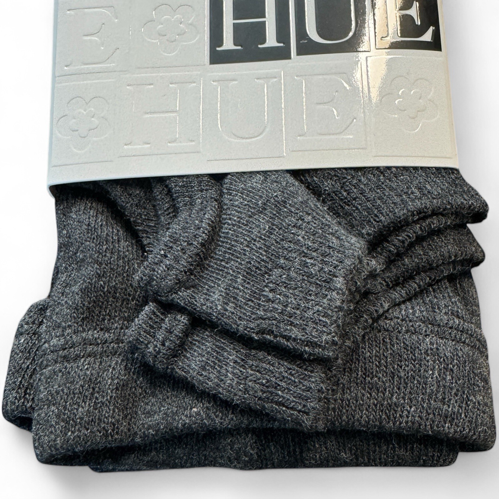 Hue Womens Stirrup Sweater Tights Size M/L Graphite Heather Gray Chevron