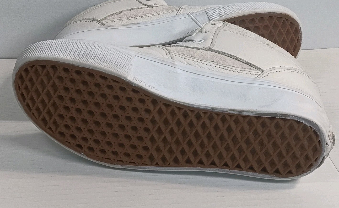 Vans “Daz Skate Half Cab” Leather Sneakers 8.5 White/White Skate Shoes