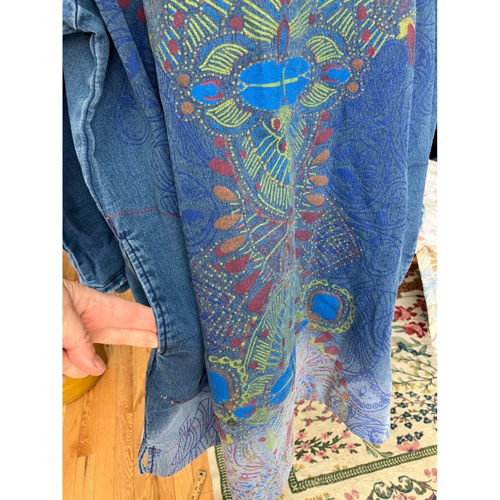 Yes No Blue Oversized Tunic Sweatshirt Top Tribal Graphic Print Pockets L/XL