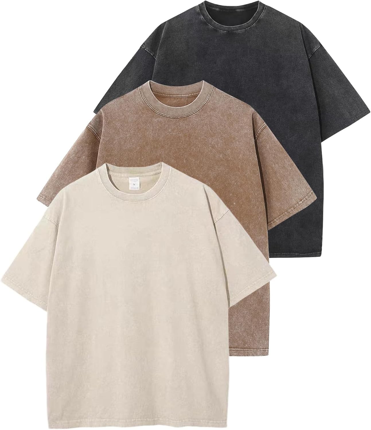 3 Pack Men’s Oversized Vintage T-Shirts – Loose Fit Casual Short Sleeve Tops