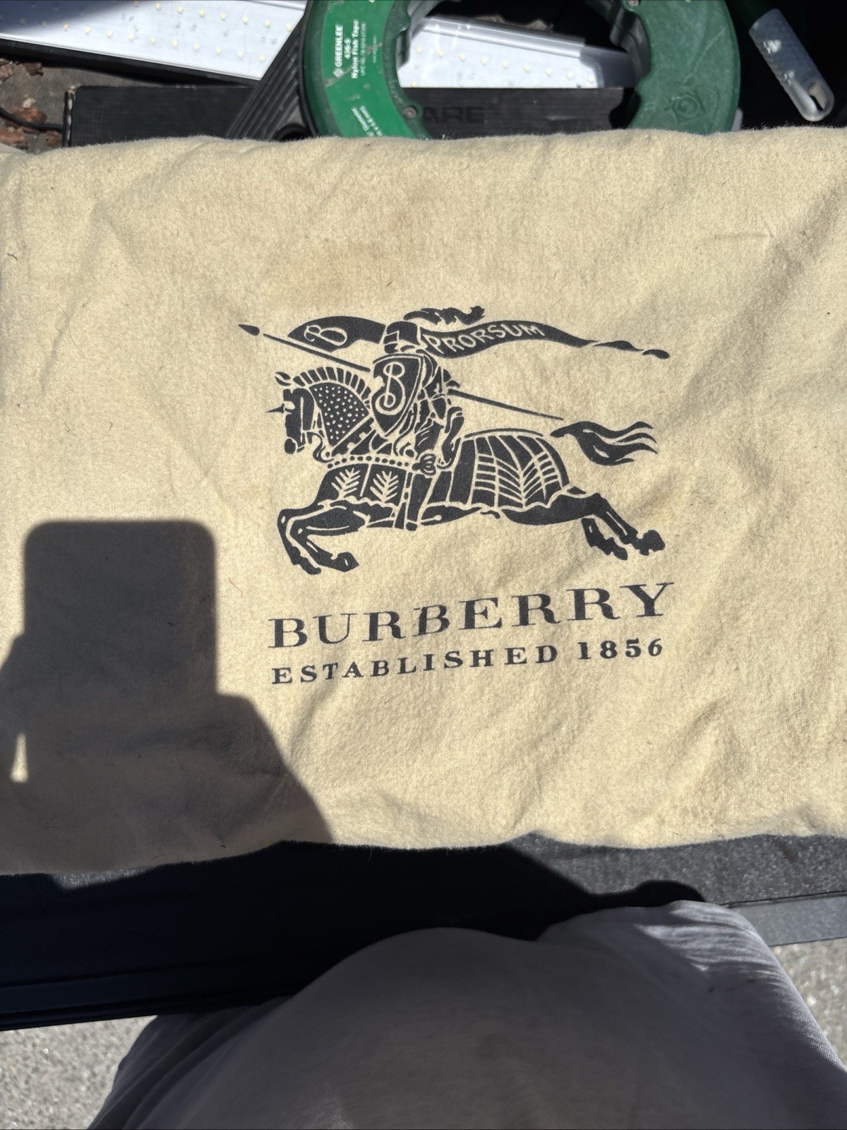 Burberry Beige Dustbag Pouch Equestrian Knight Logo Solid Designer