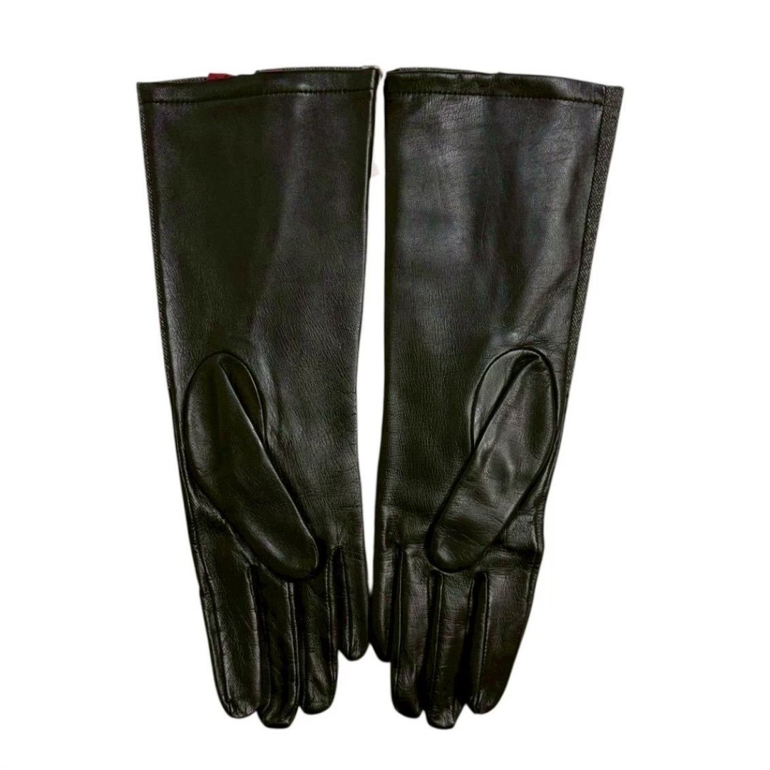 Vivienne Westwood 20cm 7.8in Long Leather Gloves Arm Warmer Black x Red Japan