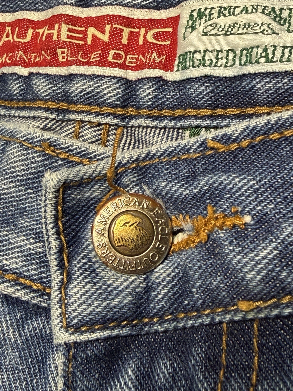 Authentic Mountain Blue Denim Vintage Carpenter Jeans American Eagle 34/30