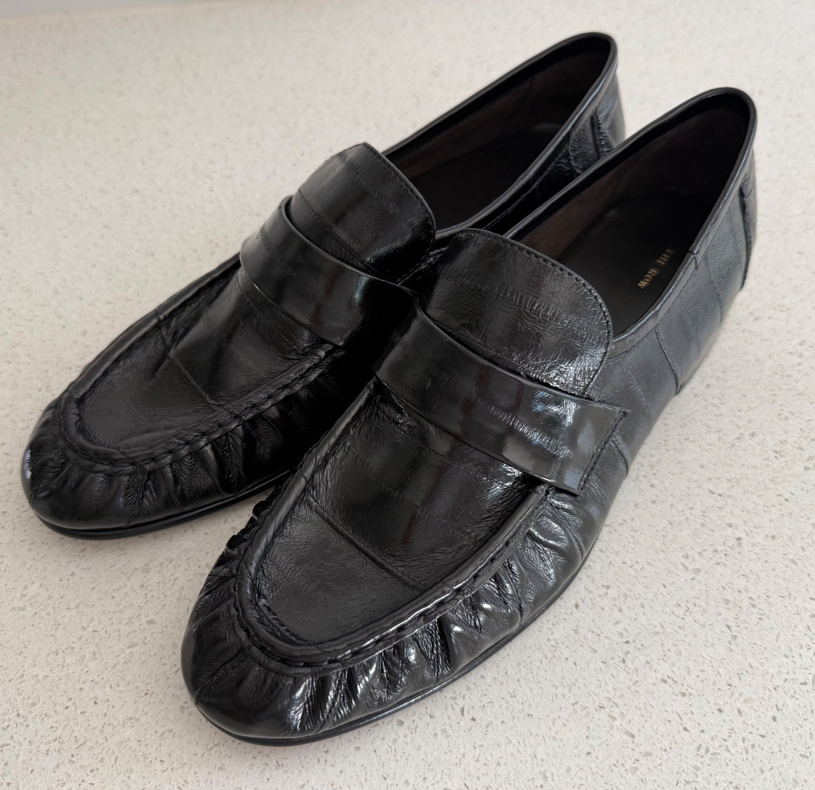 THE ROW Soft Loafers Eel Skin Black EU 38.5 US 8.5