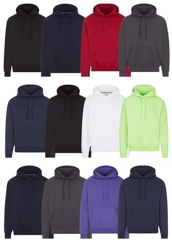 BILLIONHATS 12 & 24 Pack Unisex Hoodies Cotton Blend Wholesale Bulk Sweatshirts