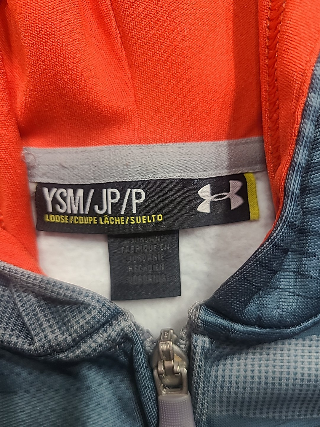 Under Armour Full Zip Hooded Sweatshirt Jacket Boy’s Youth Small Blue Gray