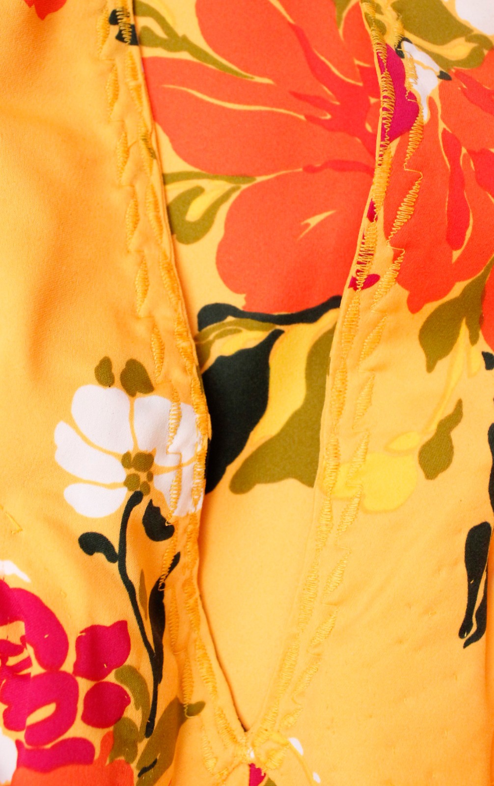 60s 70s Vtg Yellow Floral Micro Mini Dress Halter Top Mod Hawaiian Handmade Xs
