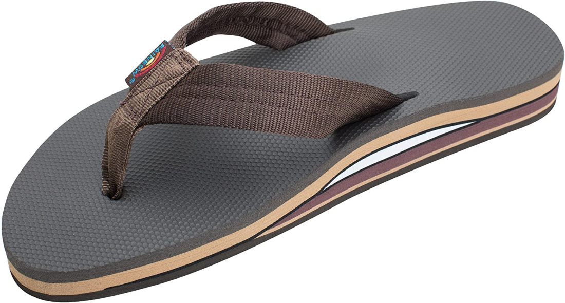Man Rainbow Classic Rubber Double Layer Soft Top Nylon Strap 302ARP Brown New