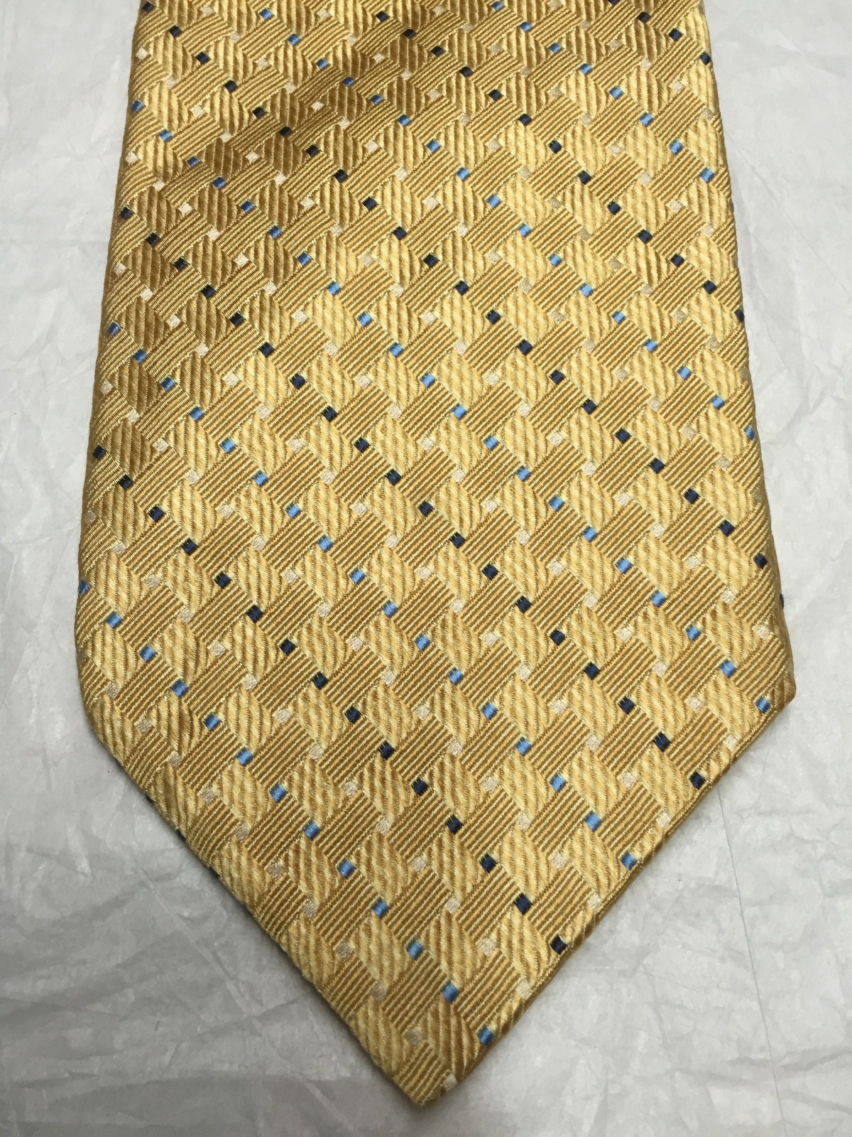 CORPORATE IMAGE MENS TIE YELLOW WITH MICRO BLUE SQUARES 60 X 4