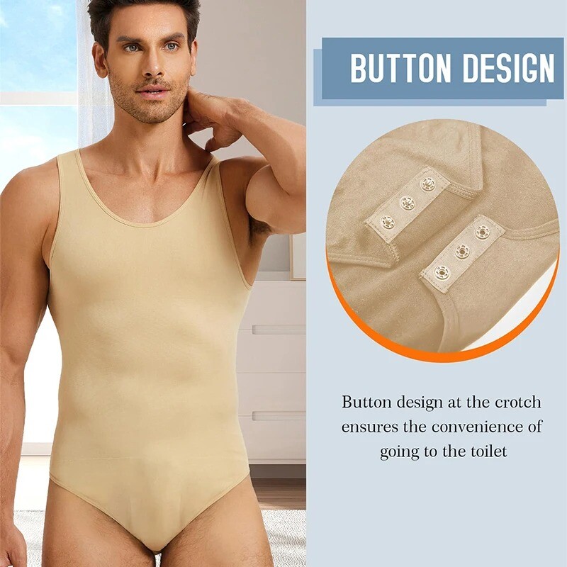 Men Shapewear Tummy Control Full Body Shaper Compression Slimming Bodysuit Shirt