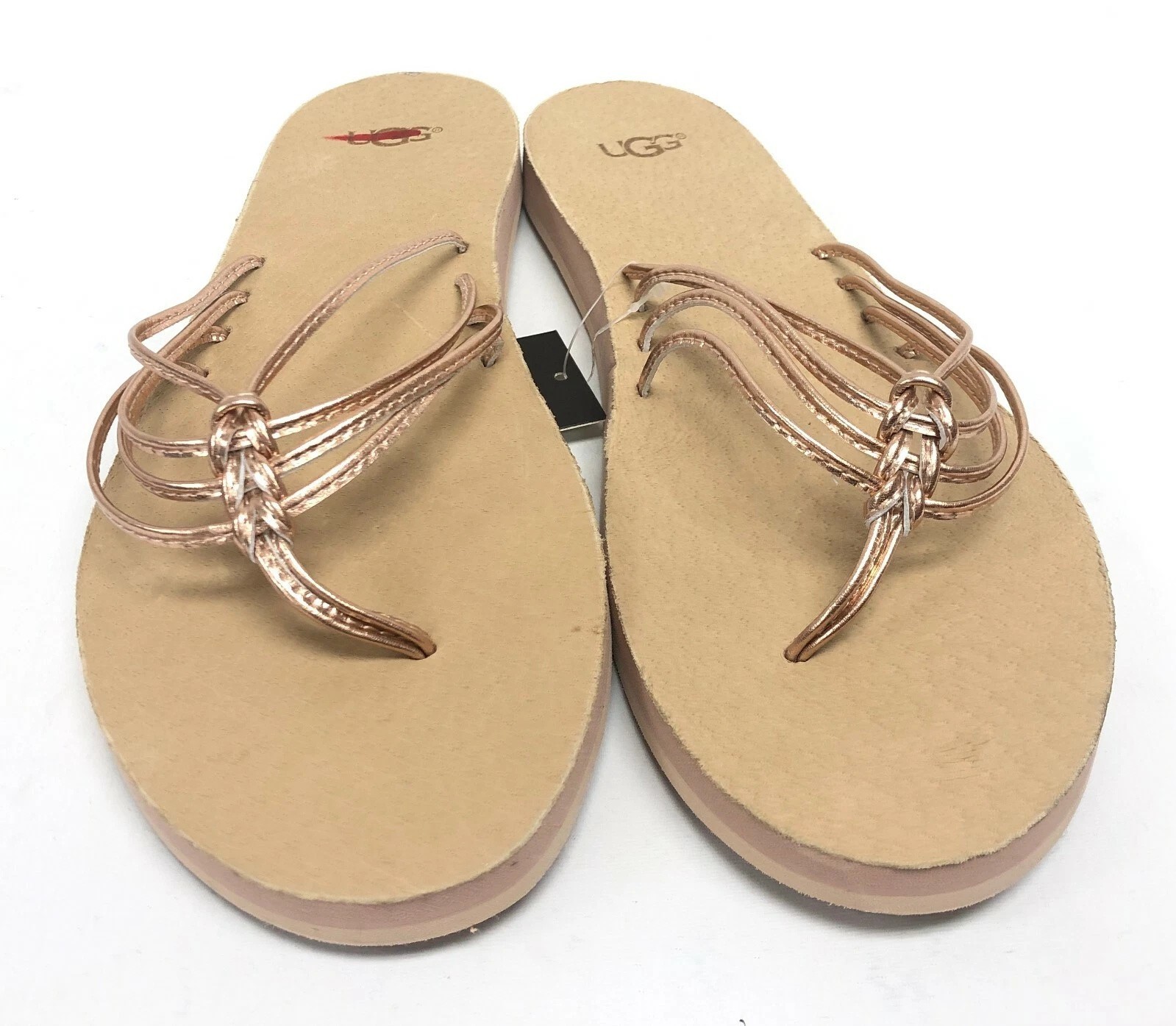 UGG Australia Heina Metallic Rose Gold Sandals Flip Flops 1092267 Size 7