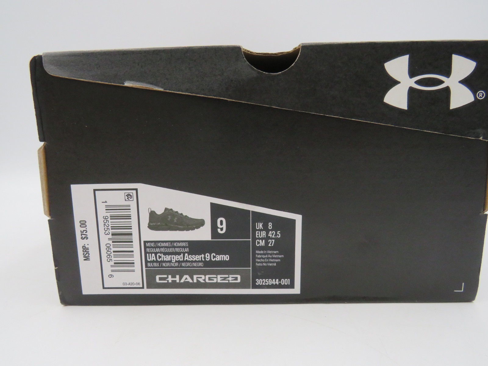 Under Armour Men’s UA Charged Assert 9 Camo Sneaker Black Pitch Gray