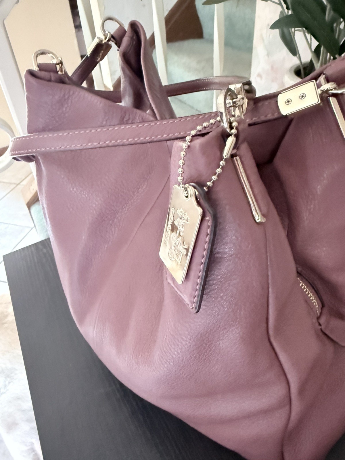 Coach Madison Phoebe Misty Mauve Pebbled Leather Shoulder Bag 26224 Gold