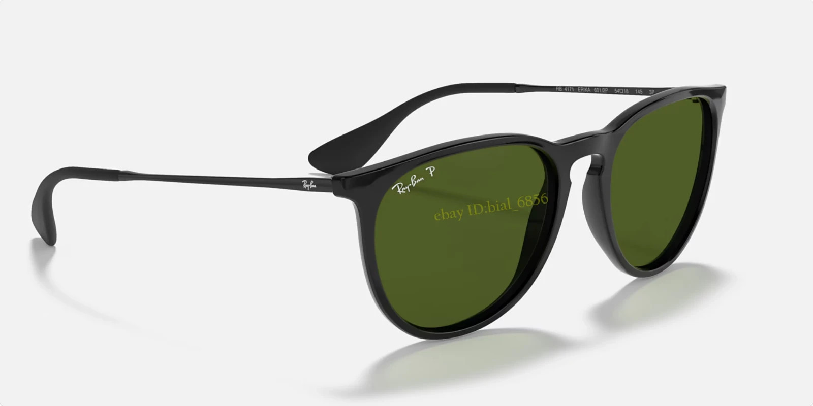 Ray-Ban Erika Classic RB4171 601/2P 54-18 Black G-15 Green Polarized Sunglasses